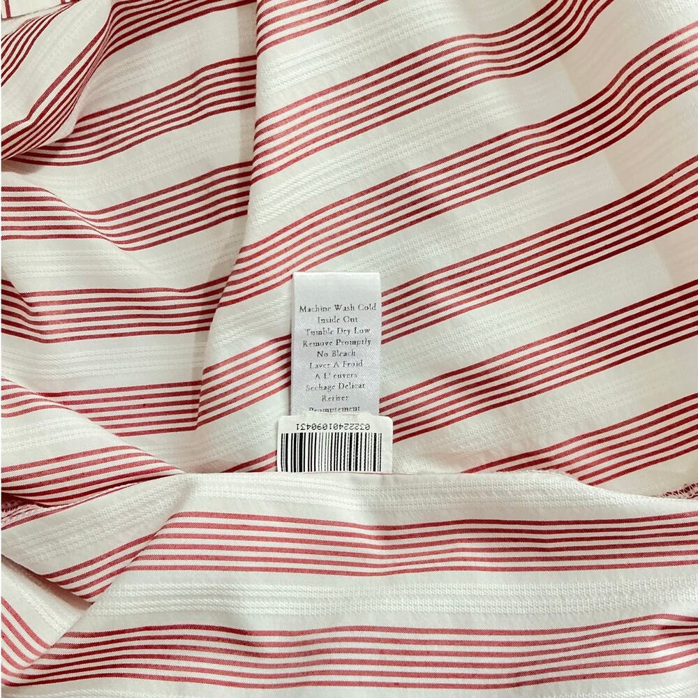 Frank & Eileen Shirley Oversized Button Up Italian Cotton Red Stripe Size Medium - Picture 14 of 14